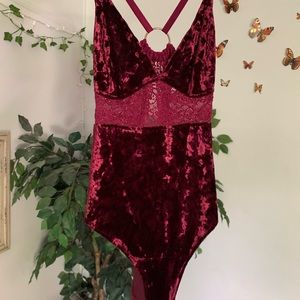 Velvet and lace bodysuit